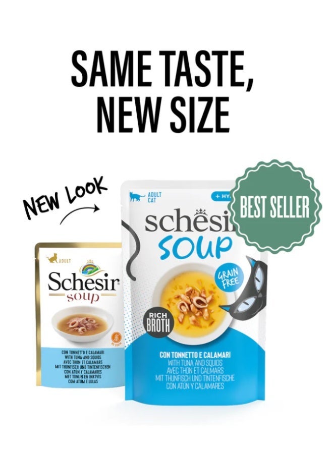 Schesir Soup for Adult Cats – Tuna with Squid – Grain-Free Wet Food – Rich Broth for Hydration – 85 g (Pack of 4) - Image 3